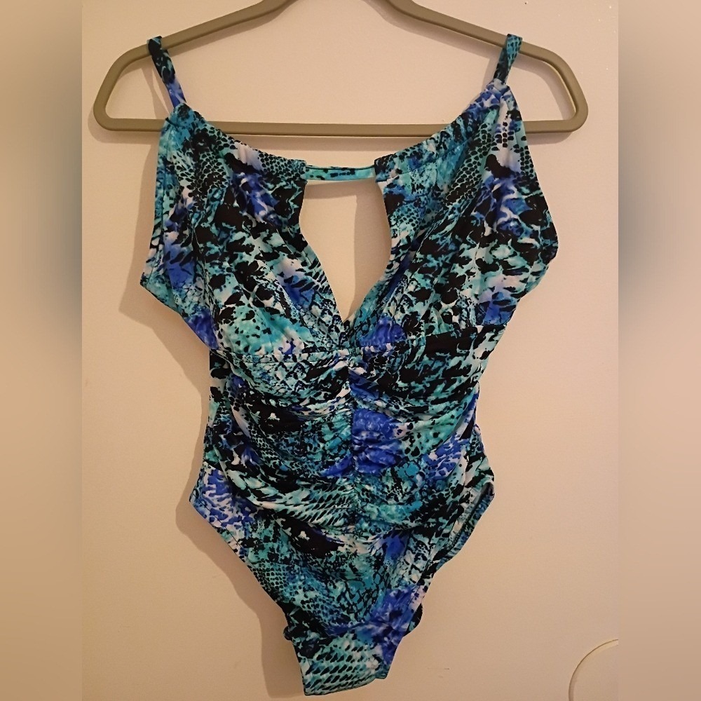 Vanishing ActWomen's Blue Patterned One Piece Swimsuit Sz 12‎